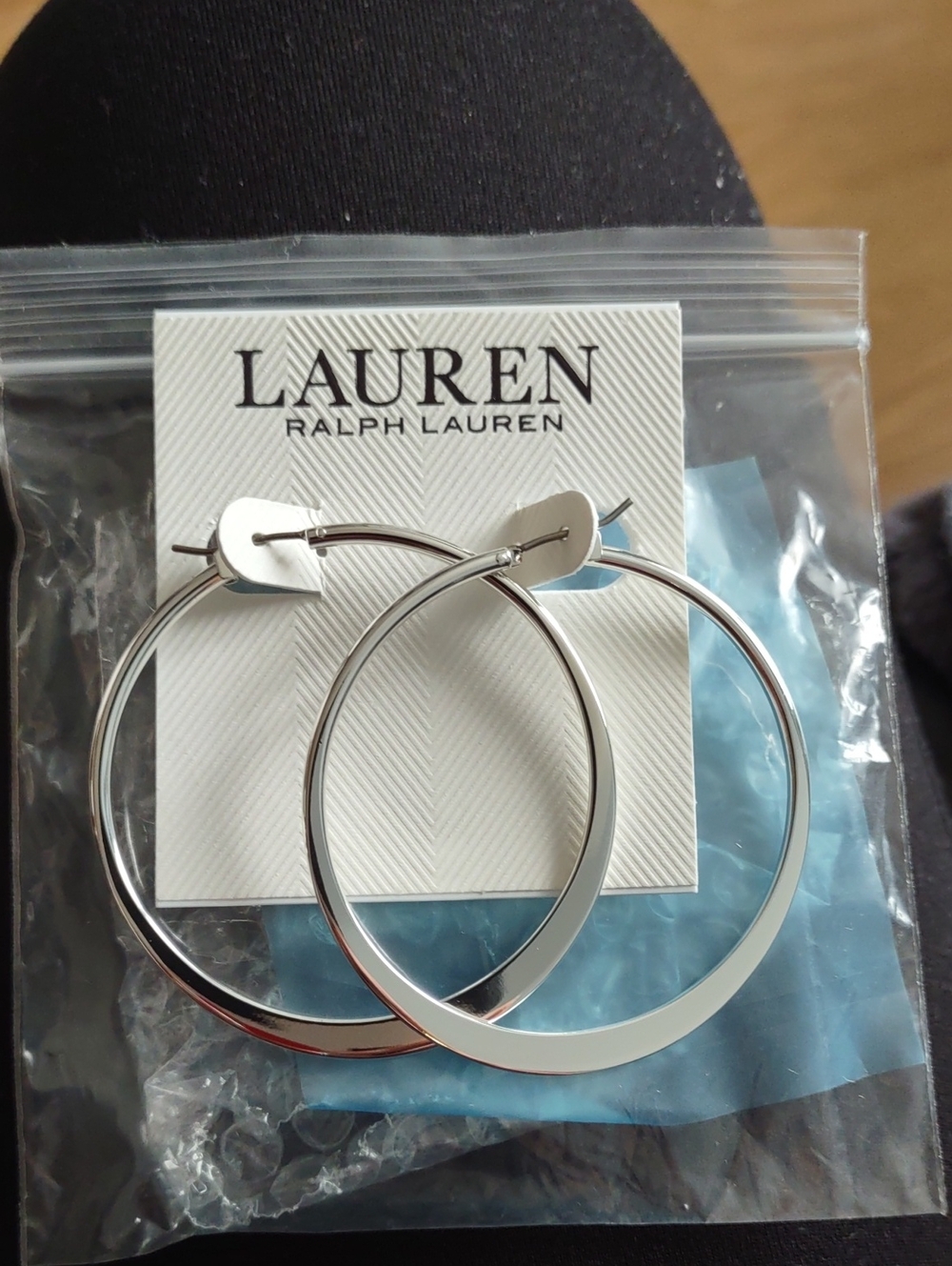 Lauren Ralph Lauren Shiny Silver Large Hoop Earrings